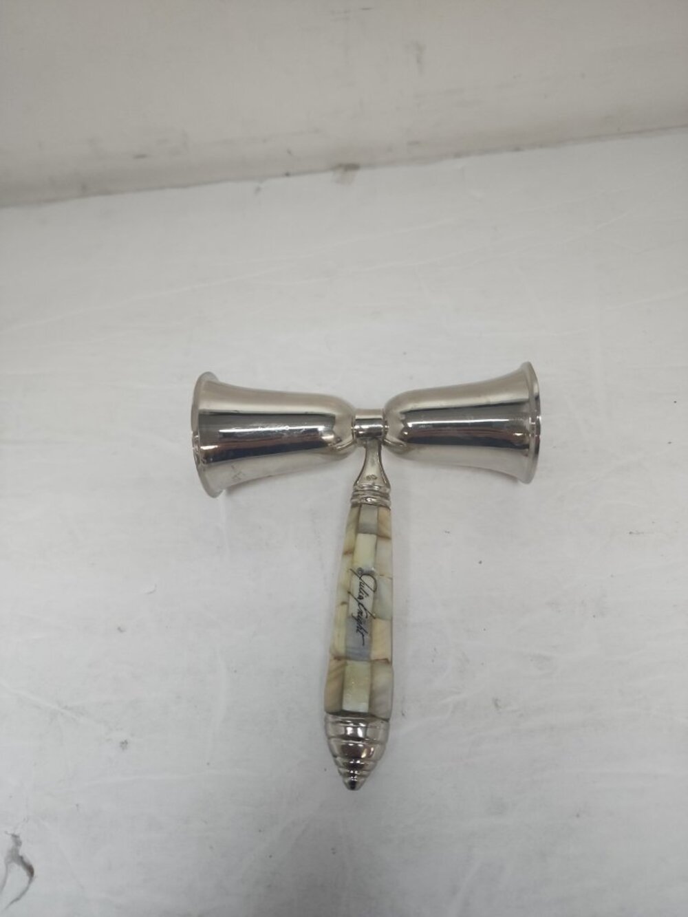 Julia Knight Single Handle Crushed Mother Of Pearl Double Jigger NWOB!!!